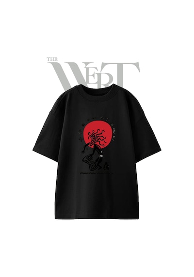 Thewert Kabile Davulcu Tasarım Baskılı Ünisex Siyah Oversize T-shirt