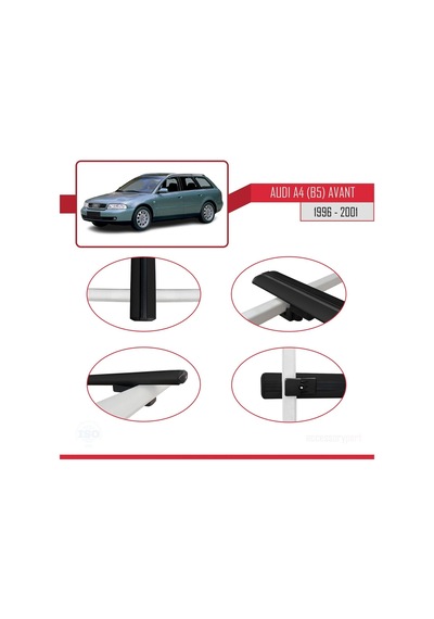 Audi A4 B5 Avant 1996-2001 Arası İle Uyumlu Basic Model Ara Atkı Tavan Barı Siyah 3 Adet