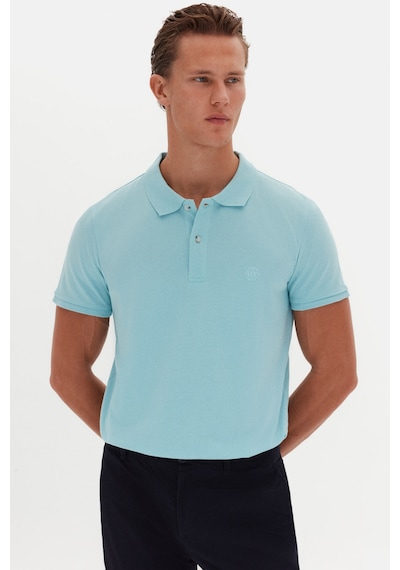 D'S Damat Ds Damat Regular Fit Aqua %100 Pamuklu Uzun Ömürlü Kıvrılmaz Polo Yaka Nakışlı T-shirt 4hc14ort51000 U00