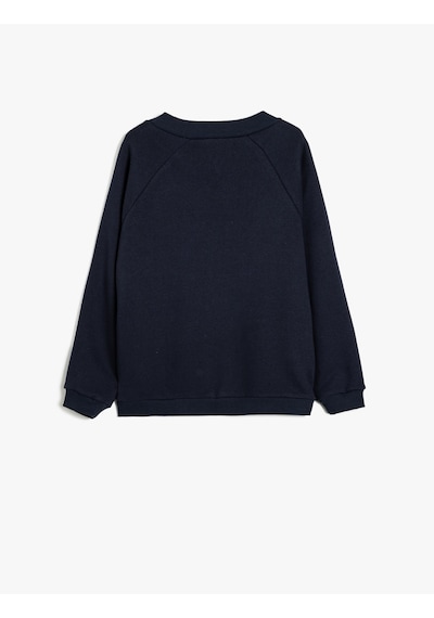 Koton Fermuarlı Sweatshirt V Yaka Uzun Kollu Lacivert 5wkb10388tk Lacivert