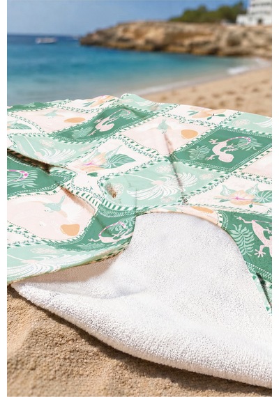 Tropikal Palmiye Kuş Figürlü Plaj Havlusu - Bohem Yeşil Pembe Marine Hızlı Kuruyan Mikrofiber Havlu Berrak Kıyısı Tropikal Palmiye Kuş Figürlü Plaj Havlusu - Bohem Yeşil Pembe Marine Hızlı Kuruyan Mikrofiber Havlu Berrak Kıyısı