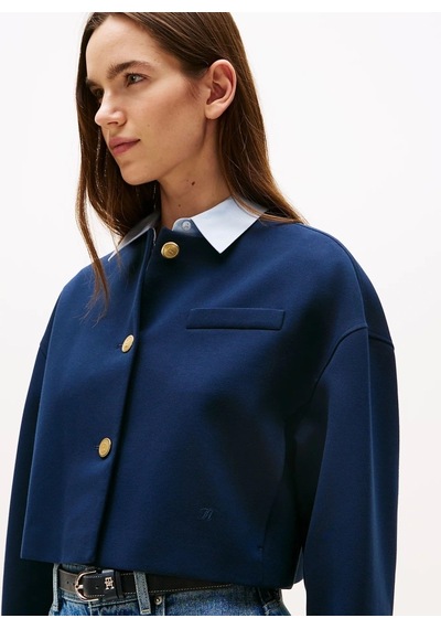 Tommy Hilfiger Kadın Punto Kumaş Kısa Mavi Blazer Ceket Ww0ww46519c1g Mavi