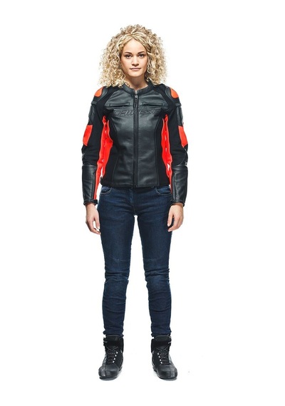 Dainese Racing 4 Kadın Deri Mont Kırmızı - Siyah