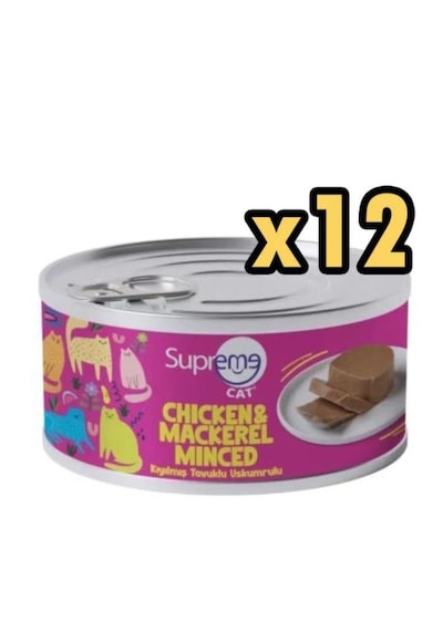 Supreme Cat Supreme Cat Kıyılmış Tavuklu Ve Uskumrulu Yaş Kedi Maması 85 Gr X 12 Adet