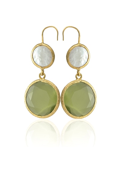 Kadir Jewellery 22 Ayar Altın Kaplama Kadın İnci Küpe -el İşçiliği Ve Hipoalerjenik Küpe Altın - Zeytin Yeşili 30907157