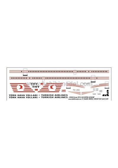 Babibi Dat01149 1/200 Ölçek, Thy, Airbus A310, Retro Şema, Dekal Çıkartma