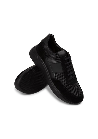 Deery Hakiki Deri Siyah Erkek Sneaker Ayakkabı - 01963msyhe06 Siyah