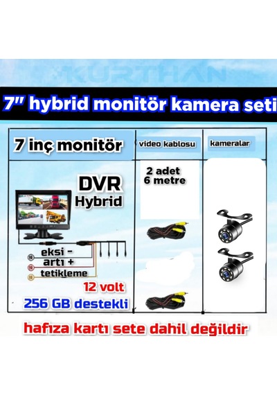 2 Adet Beyaz Ledli Kelebek Kamera Ve 7 İnç Dvr Monitör Seti