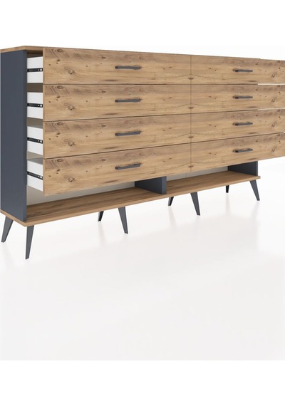 Arges Konsol 8 Çekmeceli 176x30x99 Antrasit-çam Antrasit-çam Arges Konsol 8 Çekmeceli 176x30x99 Antrasit-çam Antrasit-çam