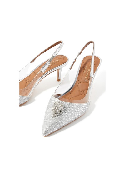 Kurt Geiger Vinyl Slingback Topuklu Ayakkabı - Gümüş Renk Abiye Ayakkabı 38