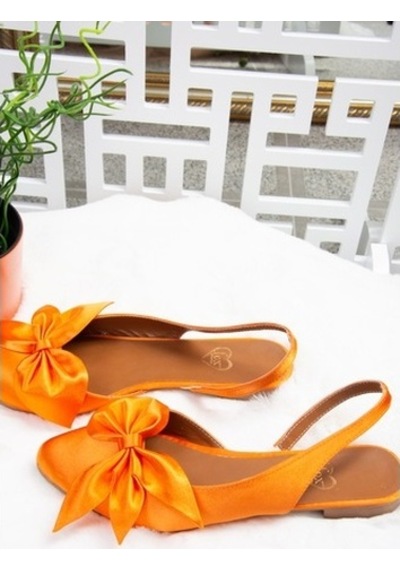 Fox Shoes Turuncu Saten Kumaş Kadın Babet H726809004 Turuncu