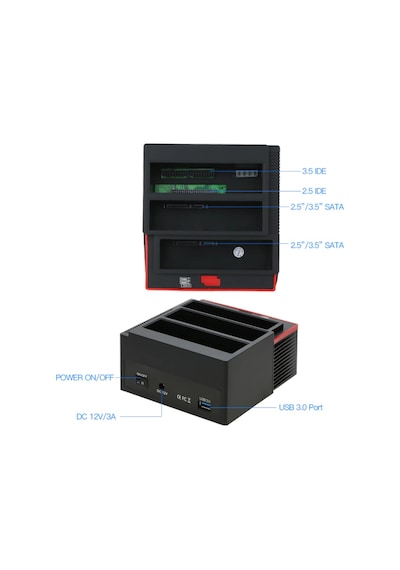 Harici Usb 3.0 2.5" 3.5" İde+2X Sata Yuvası Hdd Docking Station