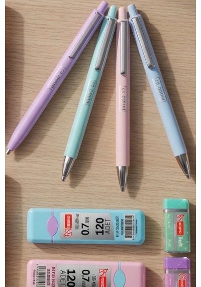 X Dekomus Pastel Touch Collection 12 Parça Kırtasiye Seti 4 Adet Fosforlu Kalem, Uçlu Kalem&2 Adet Tüp Uç, Silgi Altın