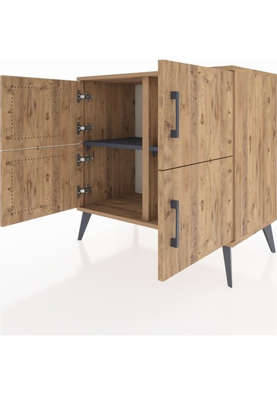 Hyperion Şifonyer 2 Raflı 4 Kapaklı 88x44x80 Çam-çam/antrasit Çam/antrasit Hyperion Şifonyer 2 Raflı 4 Kapaklı 88x44x80 Çam-çam/antrasit Çam/antrasit
