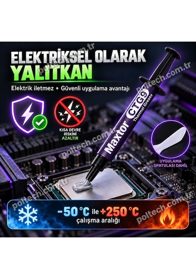 Maxtor Ctg9c 4gr 13.5 W/mk Yüksek Performanslı Termal Macun, Cpu Gpu İşlemci Ekran Kartı İçin, Intel Amd Ryzen Nvıdıa Uyumlu Thermal Grease, Spatula Ve Temizleme Mendilli