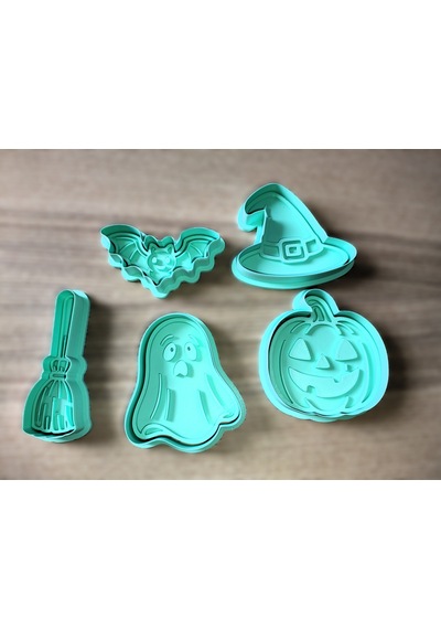 Cadılar Bayramı Halloween Bal Kabağı Hayalet Süpürge Kurabiye Kalıbı Seti Çok Renkli