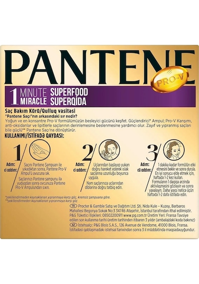 Pantene Ampul 1 Dakikada Mucize Superfood 3'lü 15 Ml