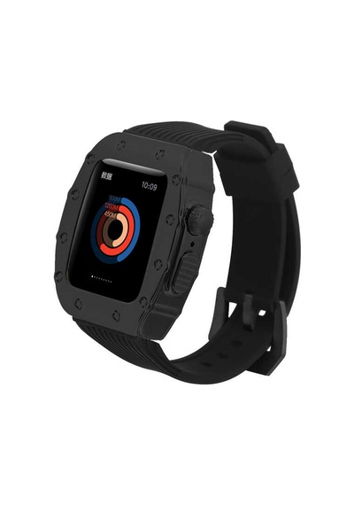 Ekılıf - Apple Uyumlu  Watch 7 45mm - Kordon Kayış Krd-65 - Siyah