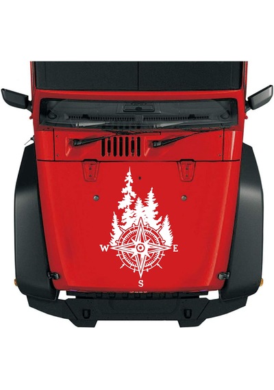 Pusula Ve Orman Sticker - Araba Oto Motosiklet Karavan Off Road Adventure Araç Cam Sticker - 00349 15x10 Cm