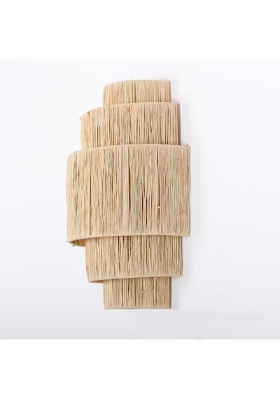 Bambu&rattan Salon Yatak Odası Antre Ahşap Doğal Aplik Avize Tasarım Rafya Aplik Aydınlatma 42x28cm-9036845663620 Ahşap