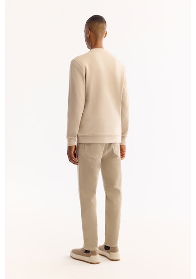 Avva Erkek Bej Bisiklet Yaka Pamuklu Bi-stretch Baskılı Regular Fit Sweatshirt A52y1260