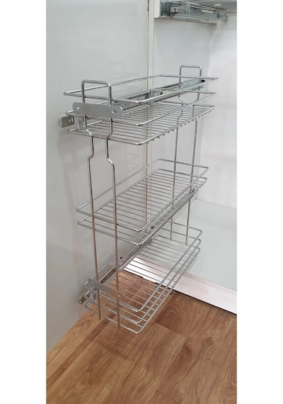 3 Katlı Yandan Raylı Mutfak Dolap İçi Şişelik 20.5cm