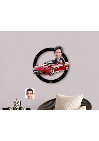 Kişiye Özel Plakalı Erkek Ferrari California Karikatürlü Ahşap Du
