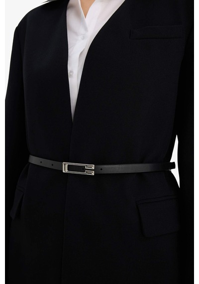 Defacto Oversize Geniş Kalıp V Yaka Blazer Ceket G6694ax25aubk81 Siyah-bk81