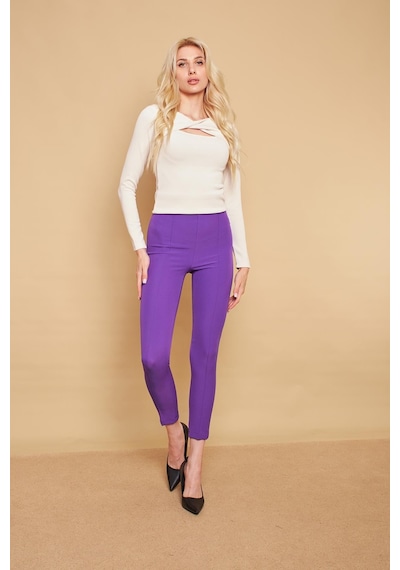 JUMENT Power Strech Likralı Dar Kesim Yüksek Bel Beli Lastikli Bilek Boy Kumaş Pantolon -eflatun JUMENT Power Strech Likralı Dar Kesim Yüksek Bel Beli Lastikli Bilek Boy Kumaş Pantolon -eflatun