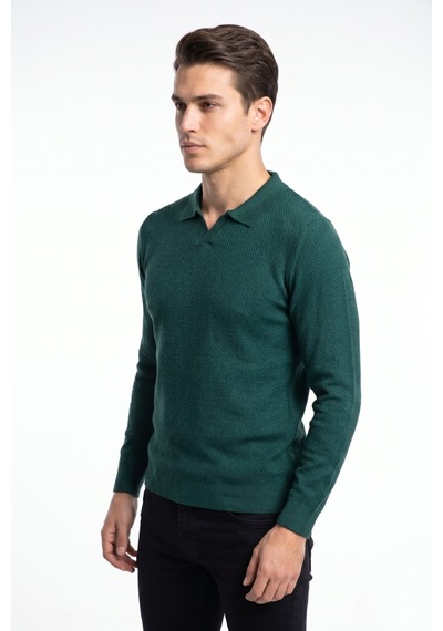 Foterman Erkek Spor Polo Yaka Mevsimlik Kazak Bgl-st05444 Yeşil