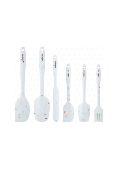 Valletta Drongo 6'li Spatula Set Beyaz Renkli Noktalı Genel