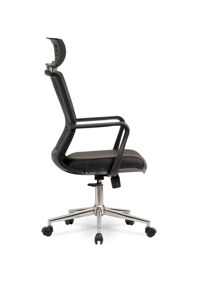 Sepya Yönetici Makam - Ofis Müdür - Büro - Çalışma Koltuğu Renk Krom Ayaklı Siyah