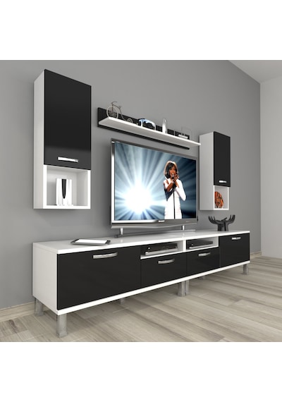 Decoraktiv Eko 5220da Mdf Krom Ayaklı Tv Ünitesi Tv Sehpası Beyaz - Siyah