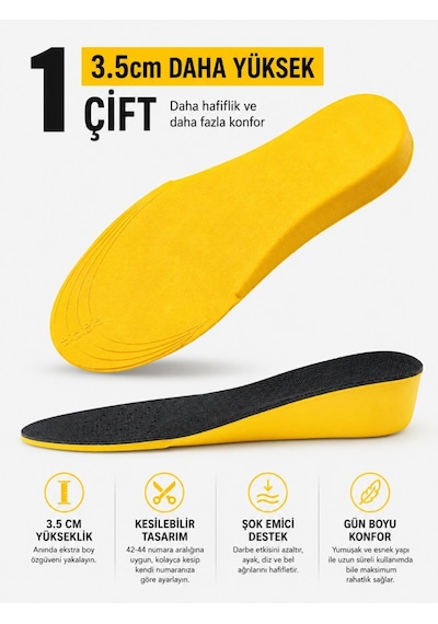 3.5 Cm Gizli Boy Uzatıcı Tamboy Tabanlık - Şok Emici Konforlu Ortopedik Ayakkabı Pedi