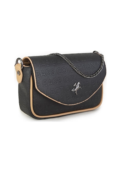 Nas Bag Çapraz Çanta Siyah Camel Gofraj Siyah
