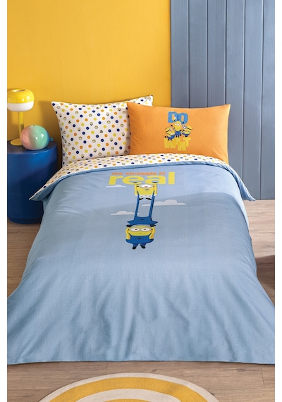 Puffy Minions Do Want %100 Pamuk Tek Kişilik Nevresim Takımı - Indigo