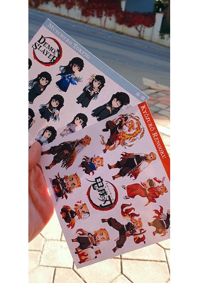 Rengoku-senjuro- Muichiro- Tokito -demon Slayer-2li Çıkartma-etiket-süsleme-