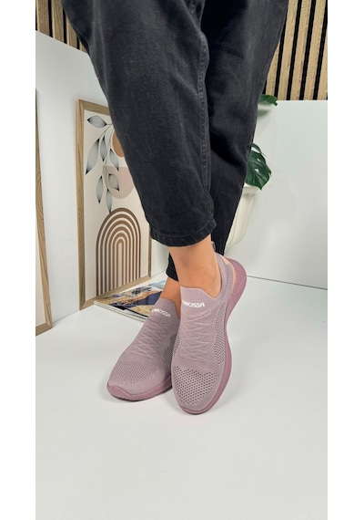 Günlük Unisex Sneaker Slip-on Nefes Alabilen Hafif Yürüyüş Bağcıksız Esnek Spor Ayakkabı 041f Lila