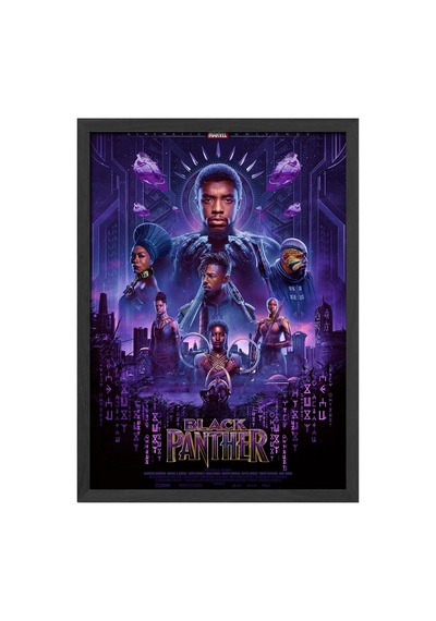 Black Panther Siyah Ahşap Çerçeveli Poster, Dekoratif Film Duvar Tablosu