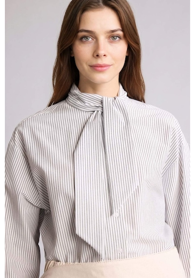 Defacto Relax Fıt Çizgili Poplin Uzun Kollu Tunik H4225ax26spwt32 Beyaz-wt32