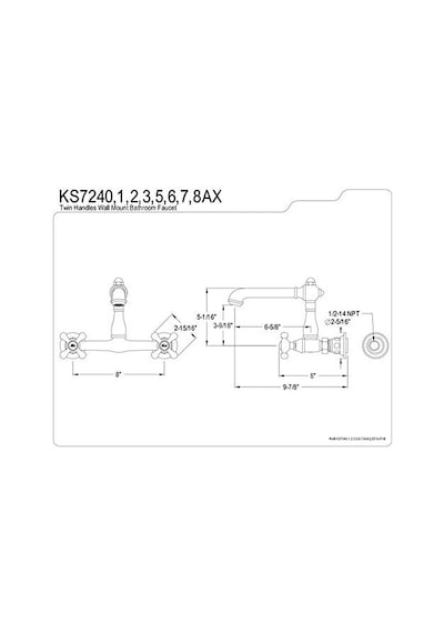 Ks7241ax İngiliz Country Vessel Lavabo Musluğu, Cilalı Krom Beyaz