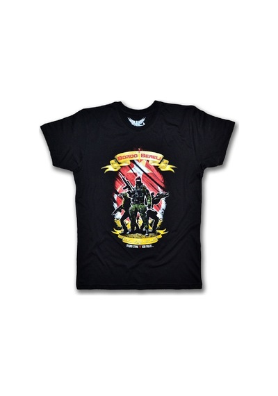 Bordo Bereli Kadın Kısa Kollu T-Shirt - Siyah Çok Renkli