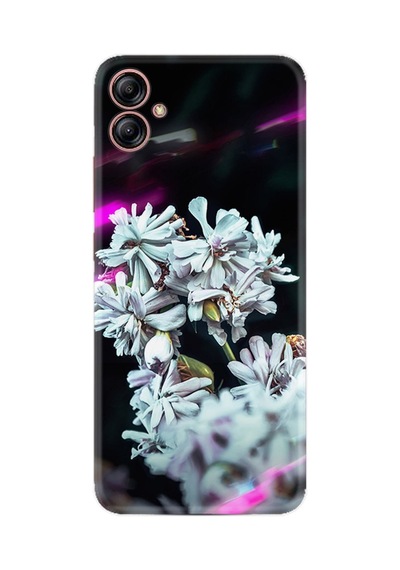 Samsung Samsung Galaxy Uyumlu A04e Kılıf Resimli Desenli Silikon Platinium Series Beyaz Çiçekler 1888