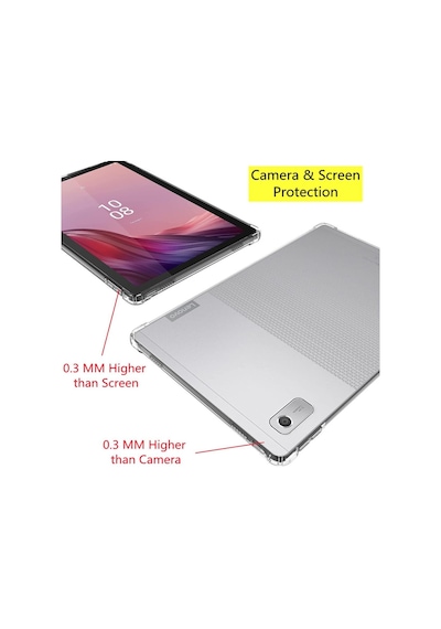 Lenovo Tab M9 9inç Uyumlu Kılıf Arkası Şeffaf Köşe Korumalı Tablet Kılıfı Yumuşak Kapak4g Arka Kapak