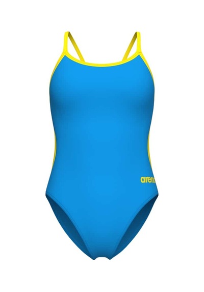 Arena Women's Swımsuıt Lace Back Solıd Turquoıse-yellow Star Çok Renkli Çok Renkli