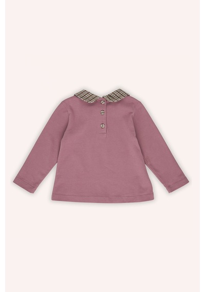 Kız Bebek Bebe Yakalı Gül Kurusu Tişört 8408373