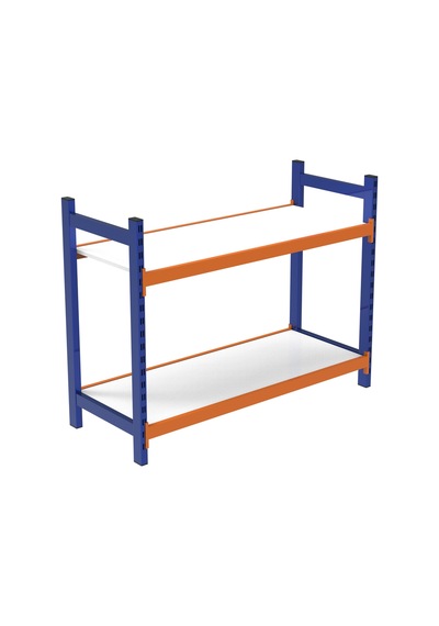 2 Katlı Ahşap Raflı İçten Oturmalı Hafif Rack - 3d Yazıcı Rafı, Depo Rafı 40x150 Cm-100 Cm Mavi-turuncu