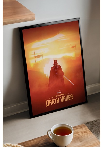 Darth Vader Siyah Ahşap Çerçeveli Poster, Film Duvar Tablosu