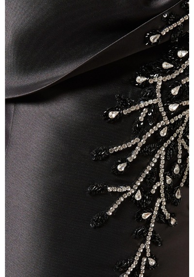 Ac By Aanchal Chanda Crystal - Embellished Gown Kristal Işlemeli Balık Form Maxi Kadın Elbise Siyah
