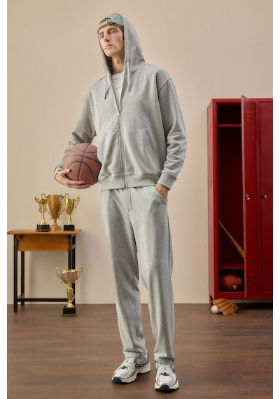 Defacto Relax Fıt Kapüşonlu İçi Yumuşak Tüylü Kalın Kumaş Fermuarlı Sweatshirt D7599ax26augr210 Gri-gr210